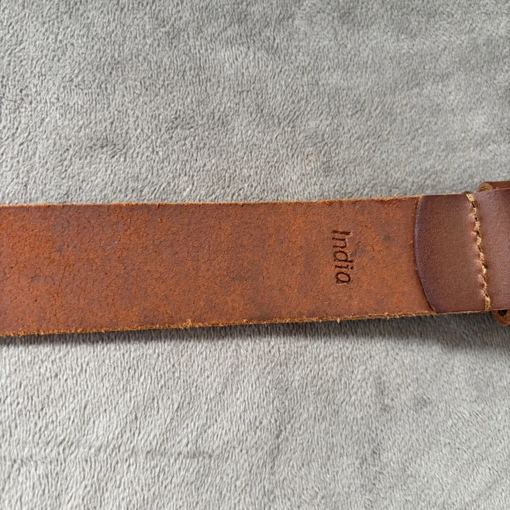 Timberland Boy Brown Genuine Leather Belt Size 22-24 Cognac Gunmetal Buckle